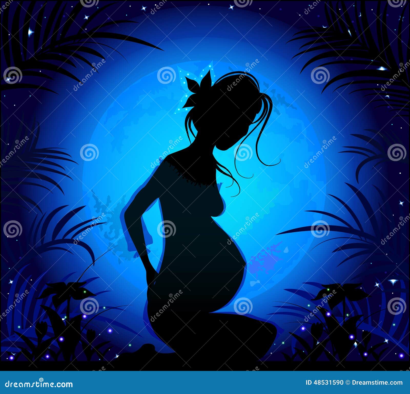 Silueta De Una Mujer Embarazada Hermosa Ilustración Del