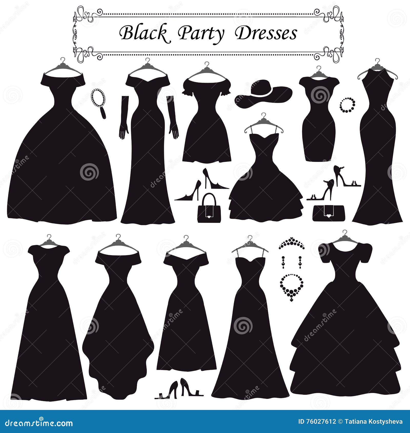 Silueta De Vestidos De Fiesta Negros Moda Plana Ilustración del Vector - Ilustración de negro, silueta: 76027612 Silueta De Vestidos De Fiesta Negros Moda Plana Ilustración del Vector - Ilustración de negro, silueta: 76027612