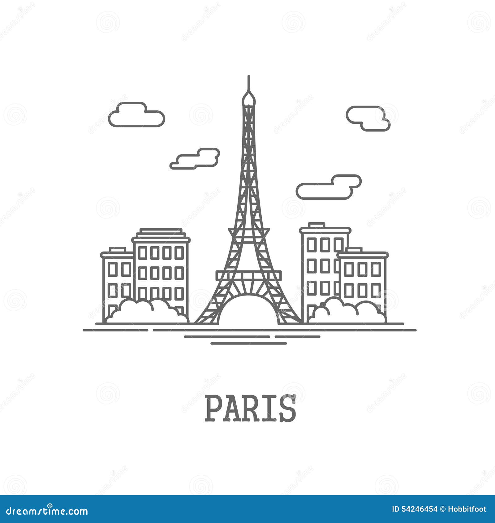 Silueta Del Dibujo La Ciudad De París Ilustración del Vector - Ilustración  de emblema, calle: 54246454