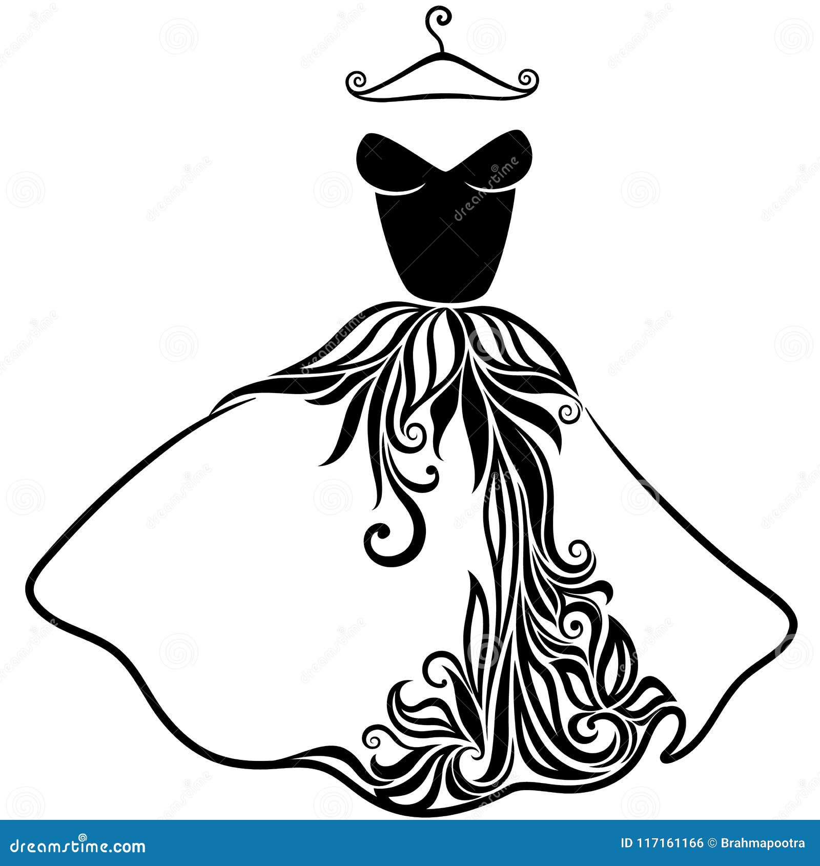 Silueta Elegante Del Del Vestido Aislado Ilustración del Vector - Ilustración de fondo, elegante: 117161166