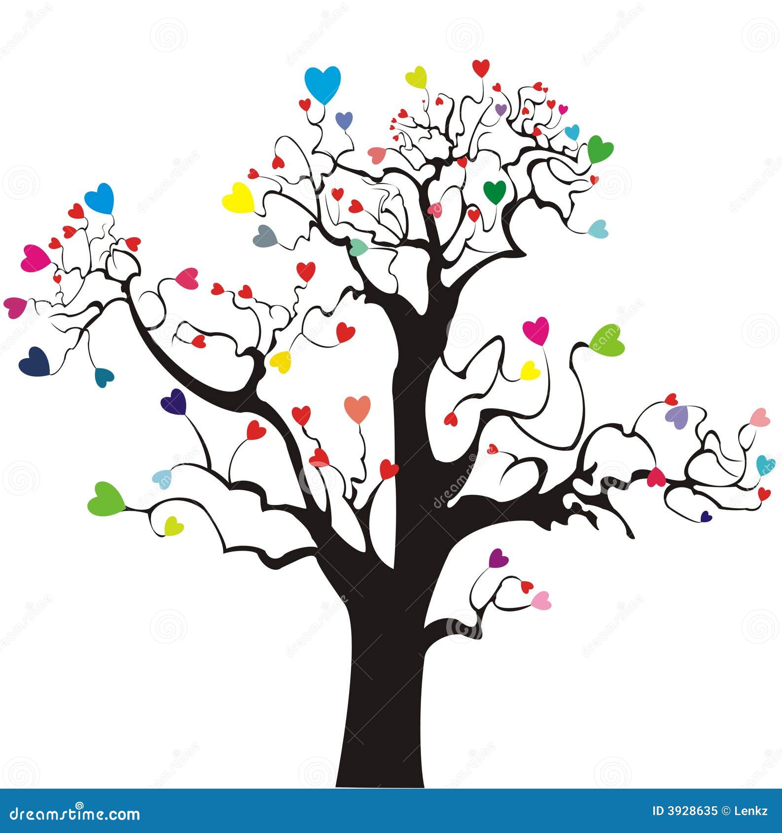 Siluetta dell albero con i cuori colorati