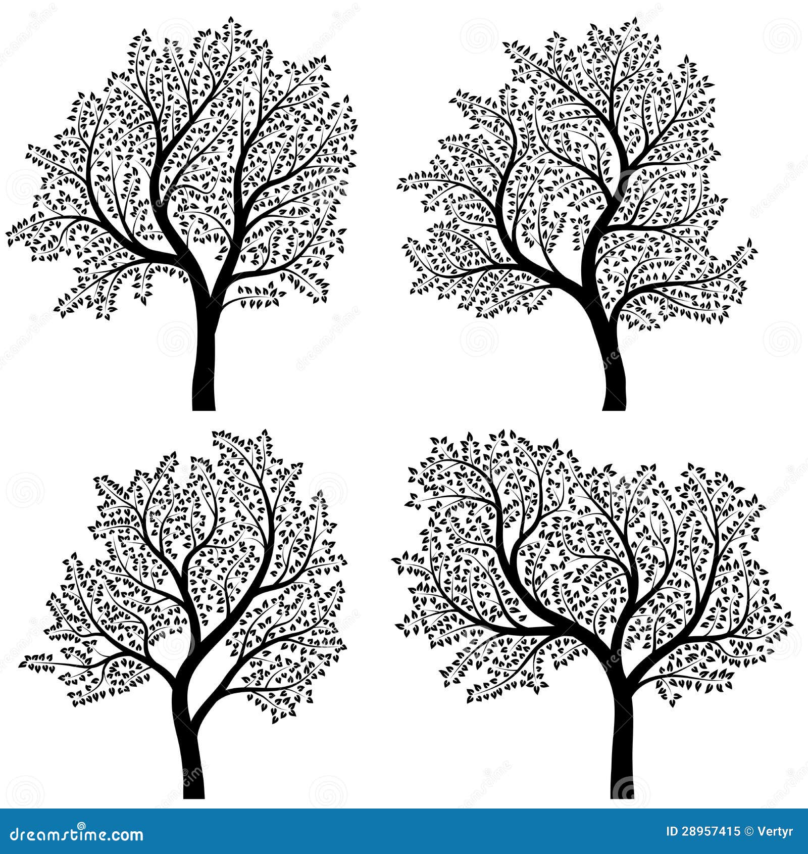 Disegni da colorare per bambini Foto tatuaggi fiori di ciliegio Siluette astratte degli alberi con le foglie fotografia