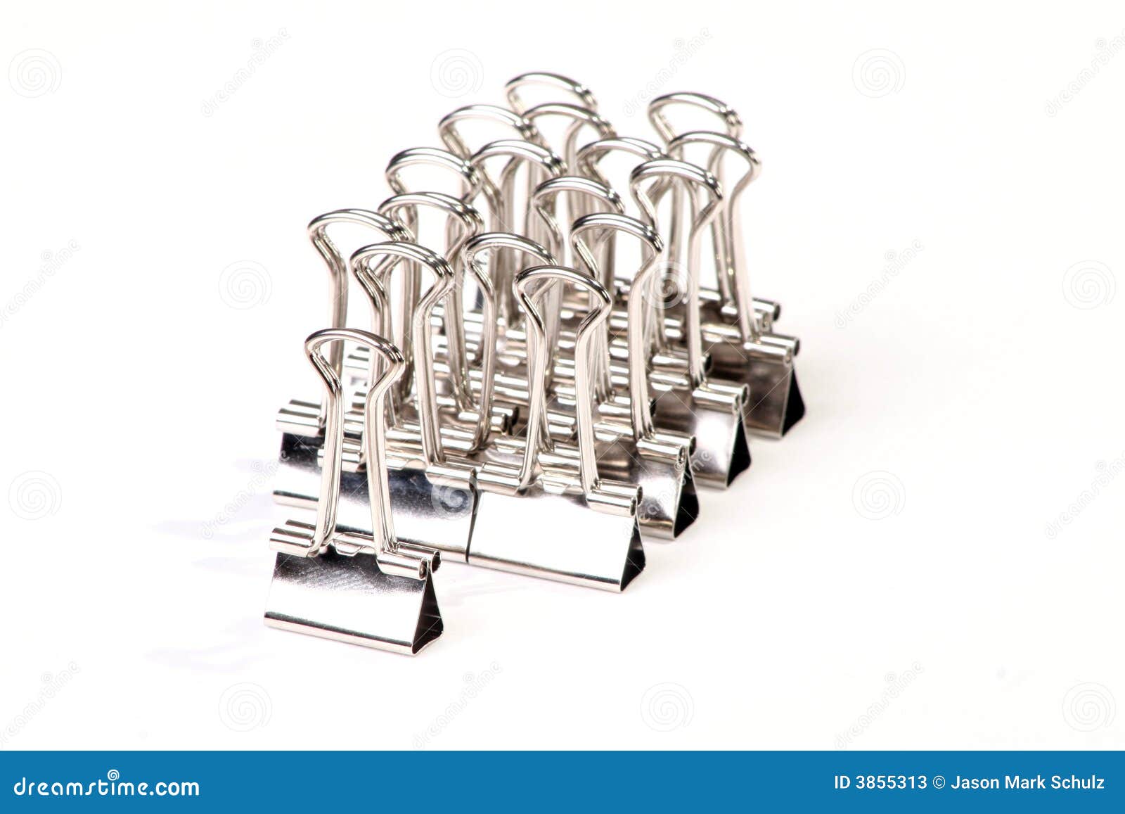 Silver Binder Clips stock image. Image of paperclips, upright 3855313