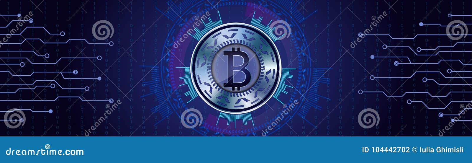 silver bitcoin concept on futuristic hud background qith numbers