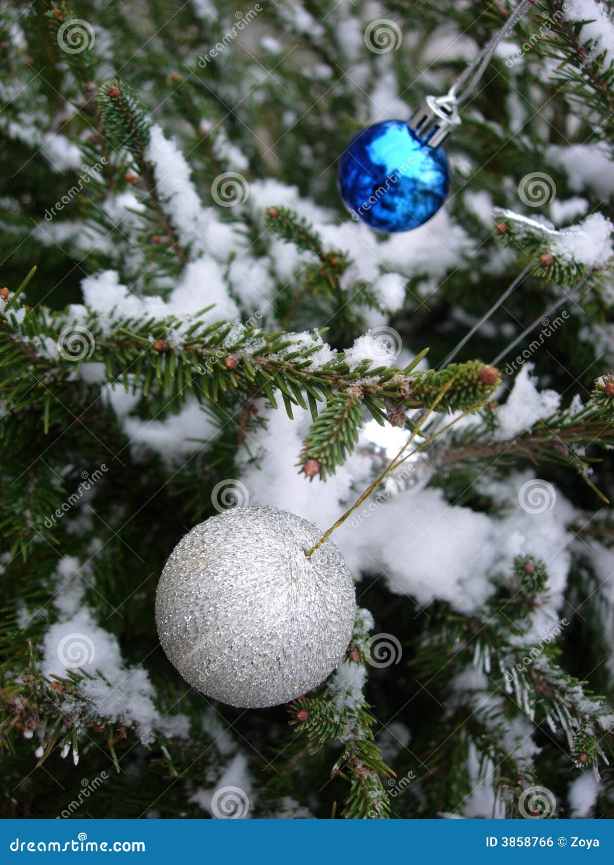 Silver and Blue Christmas Balls Stock Photo - Image of decorative, card ...