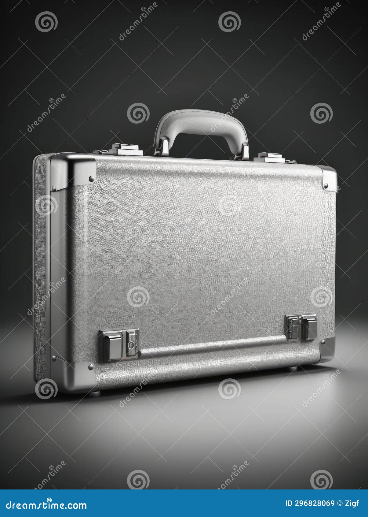 Silver Briefcase on a Black Background Stock Illustration