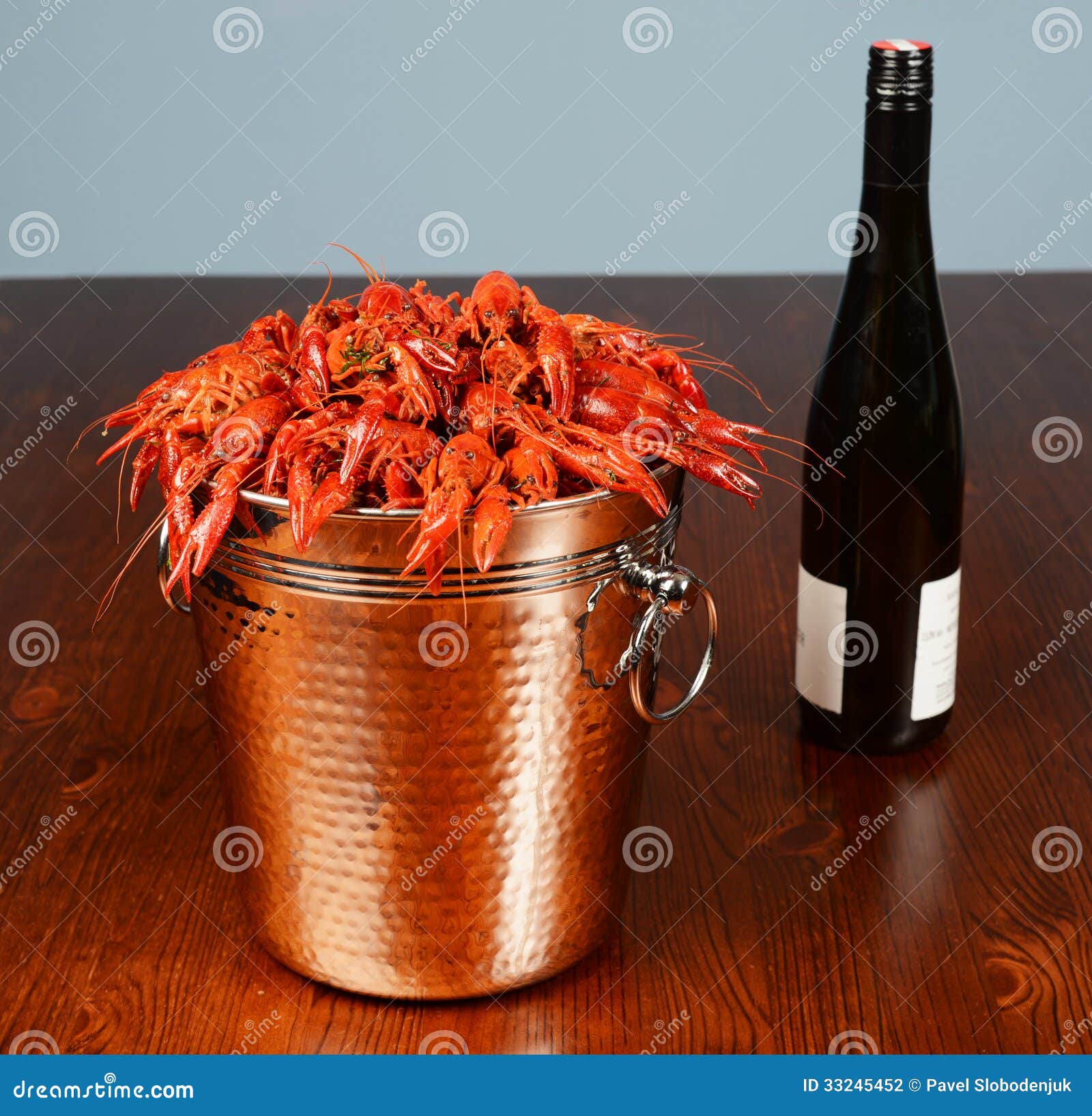 Silver Bucket of Boiled Crawfish Stock Photo Image of pail