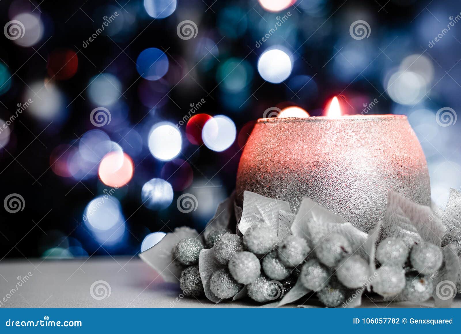 Silver Candle Light with Bokeh Stock Photo Image of bokeh, silver