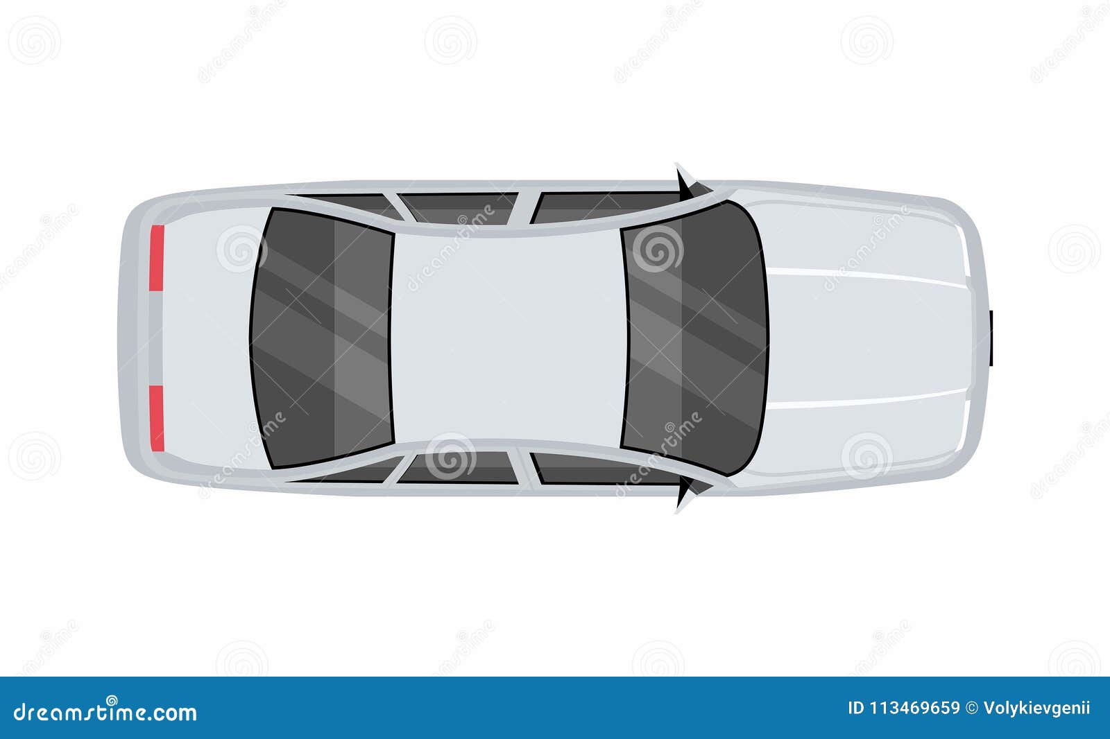 Silver Car Isolated on White - Top View Stock Vector - Illustration of ...