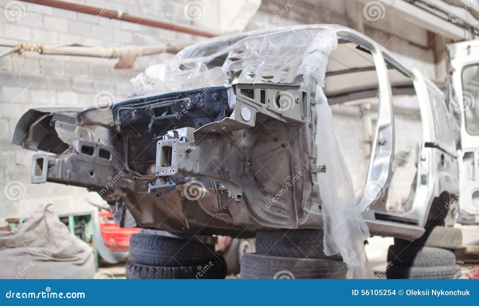 Silver car repair body kit stock photo. Image of empty 56105254