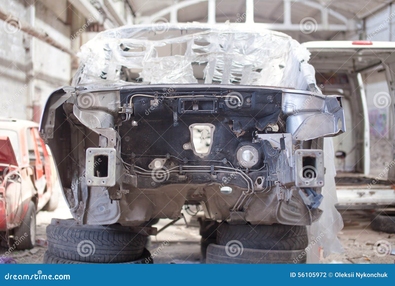 Silver car repair body kit stock photo. Image of empty 56105972