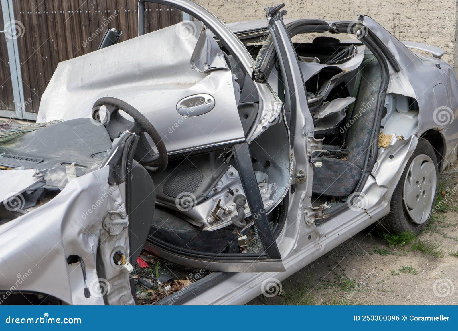 Silver Car Wrecked in an Accident Stock Photo Image of cars, motor