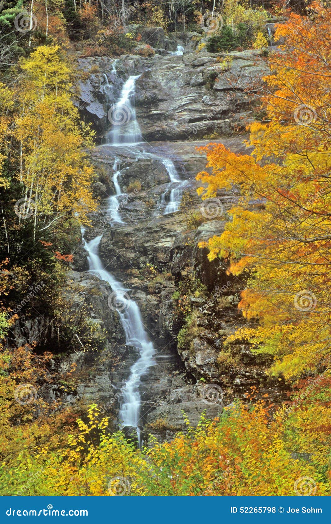 Silver Cascade, Crawford Notch, NH in the White Mountains in Autumn