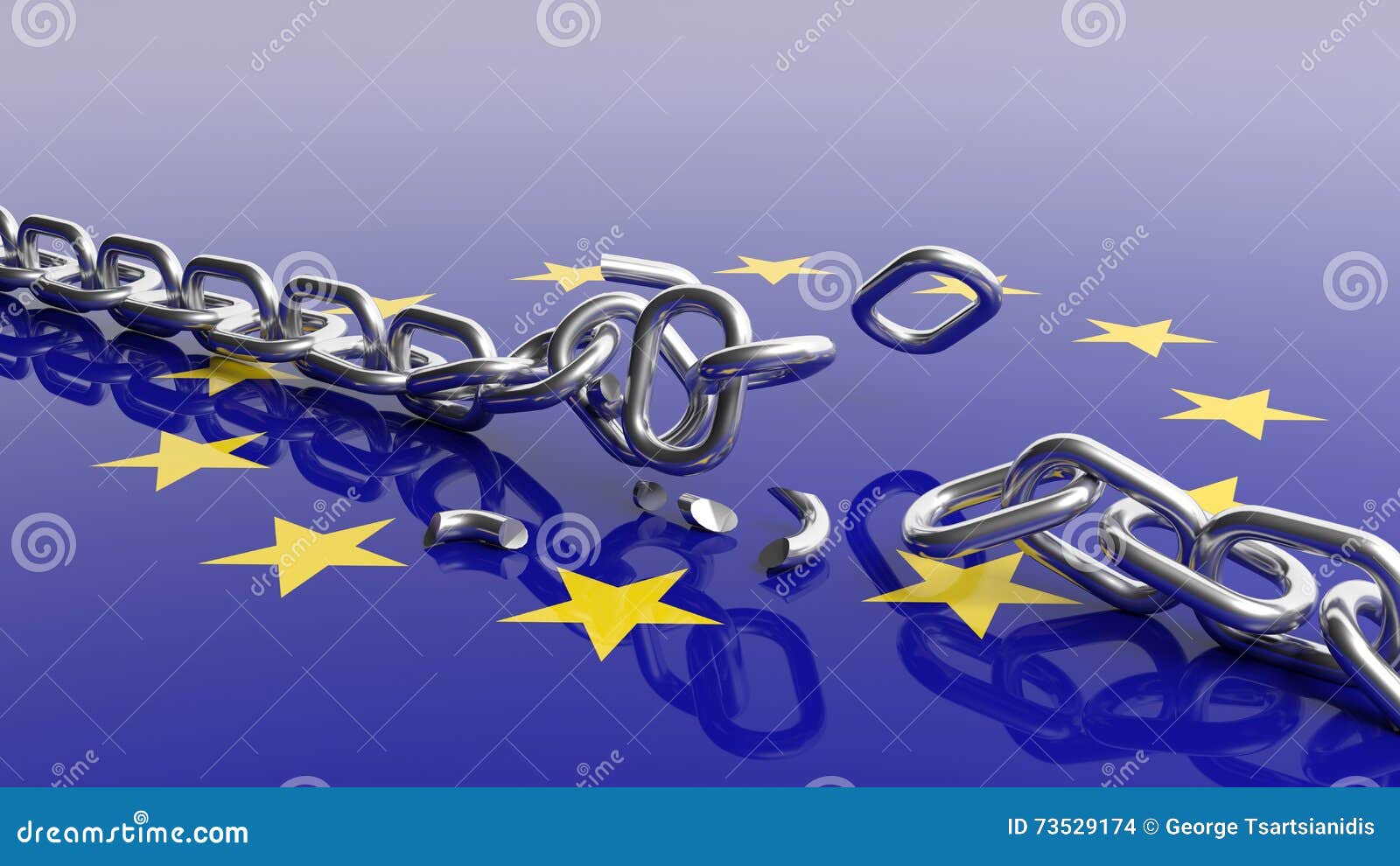 Silver Chain Breaking Over European Stock Illustration Illustration