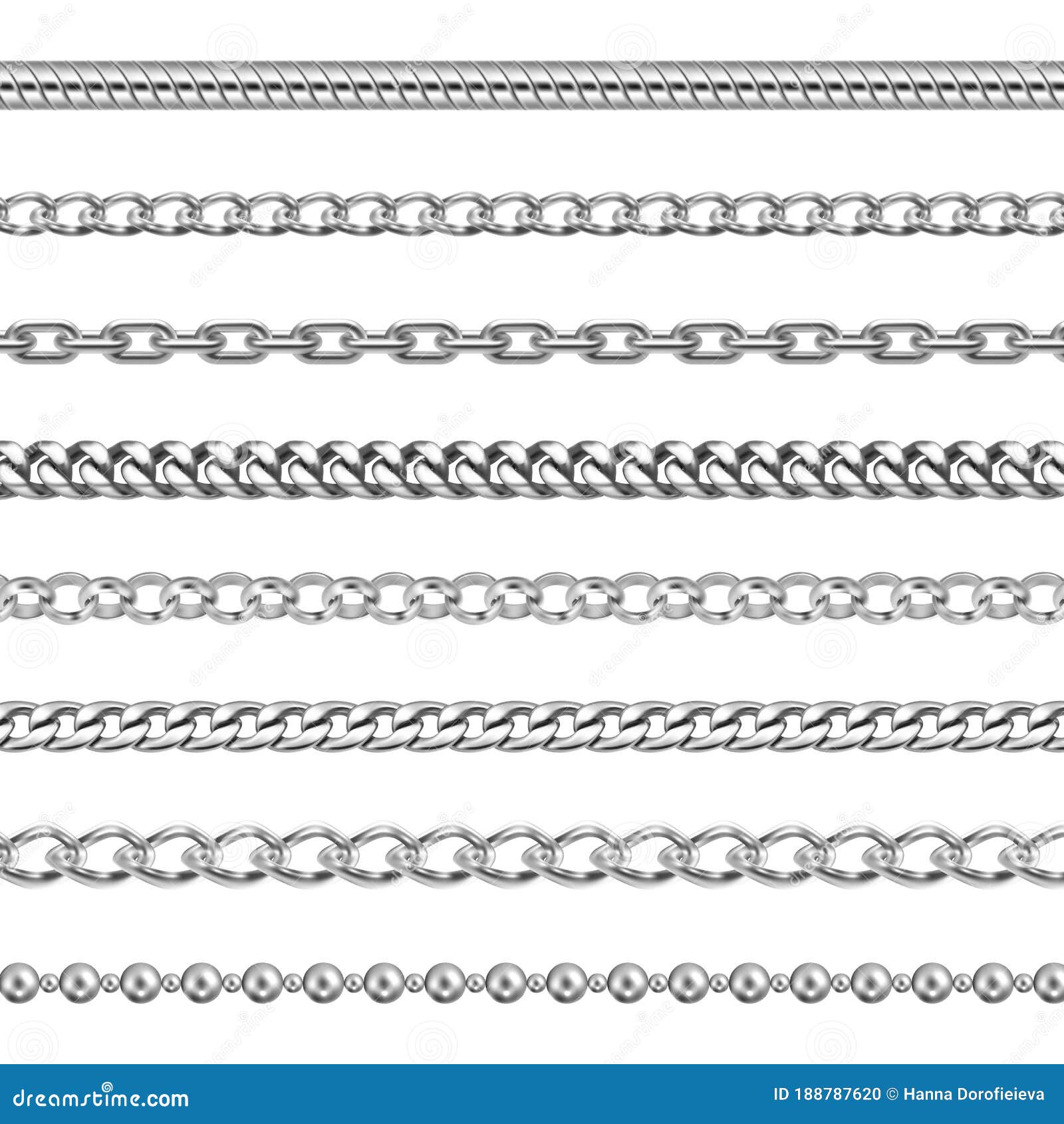 Silver Chains Jewelry Or Metal Links Pattern Stock Illustration