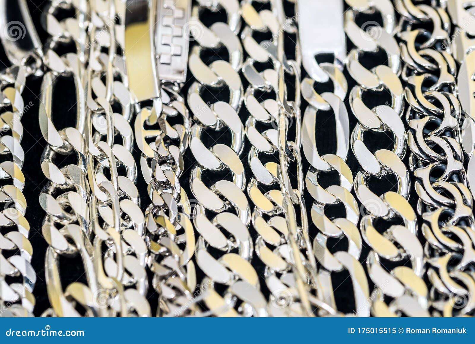 Silver Chains at Showcase of Jewellery Shop Stock Image Image of