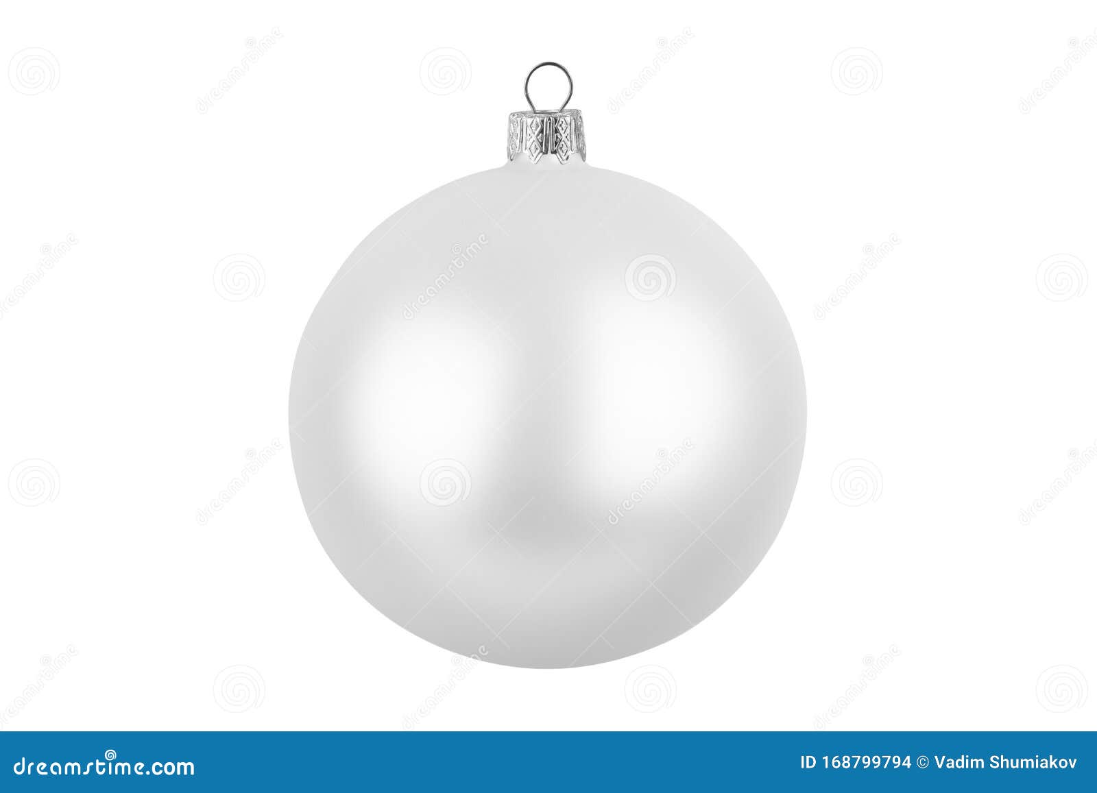 silver christmas ball on the christmas tree on a white background