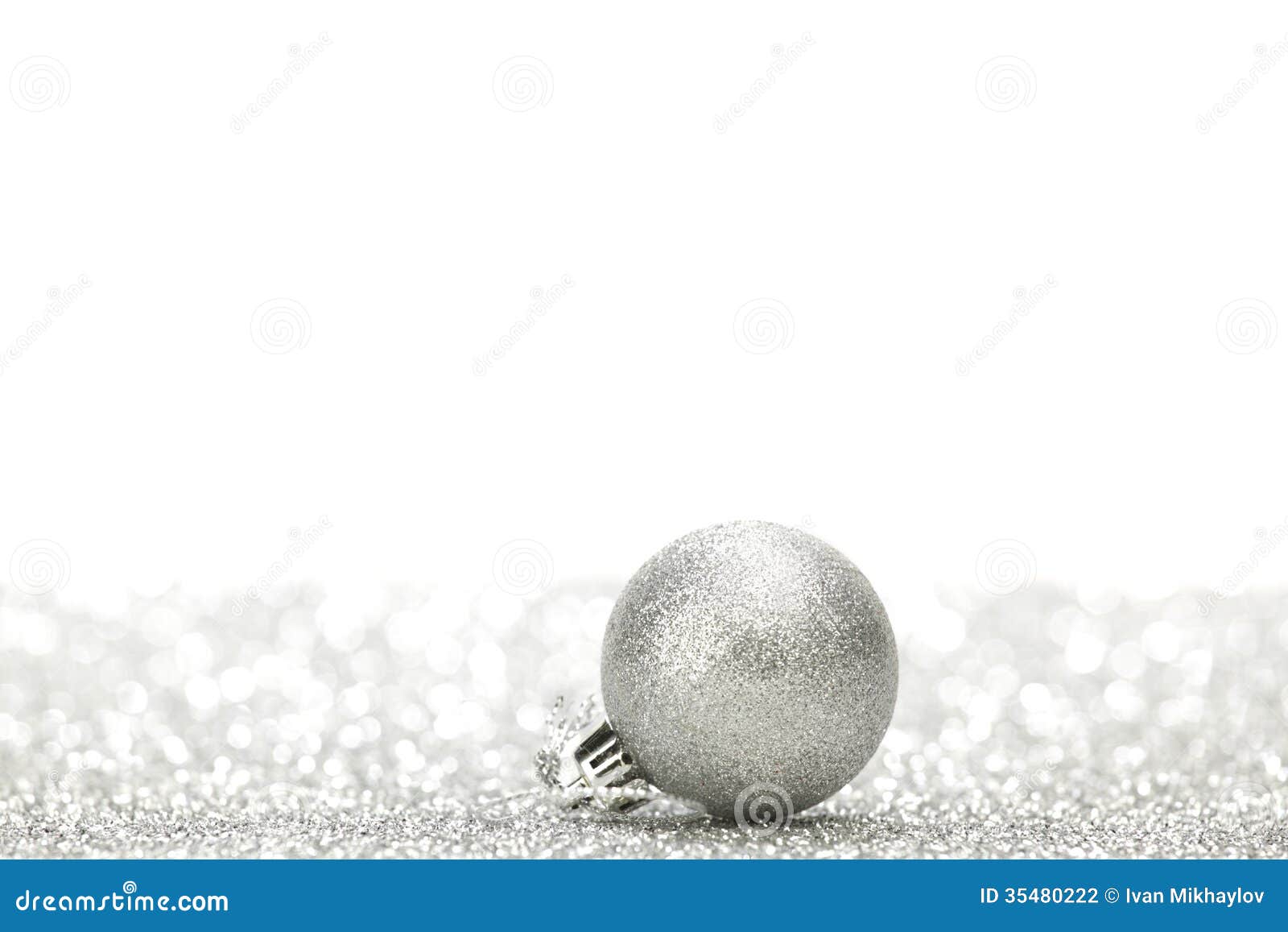 Silver christmas ball stock photo. Image of white, space - 35480222