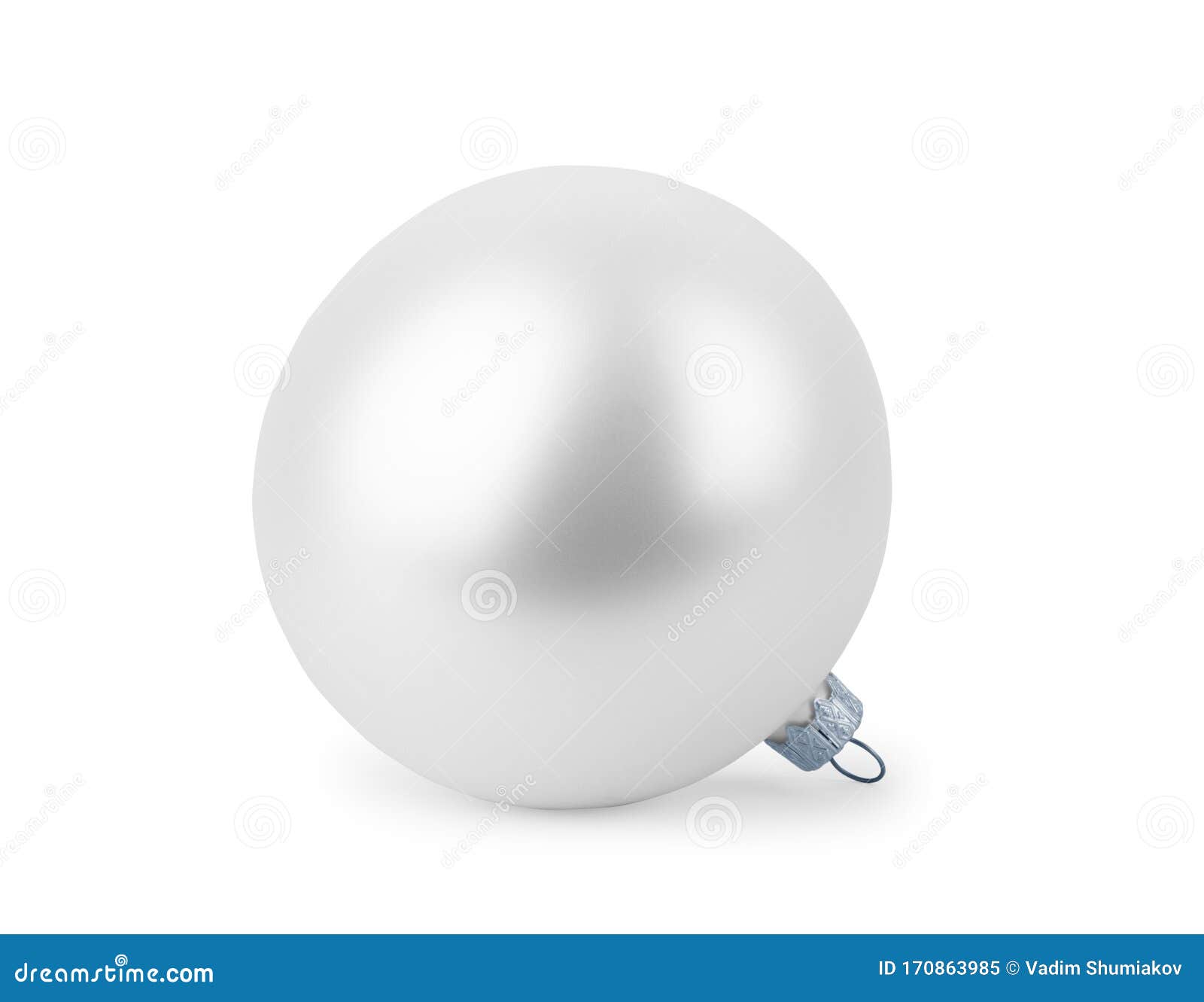 silver christmas ball on the christmas tree on a white background