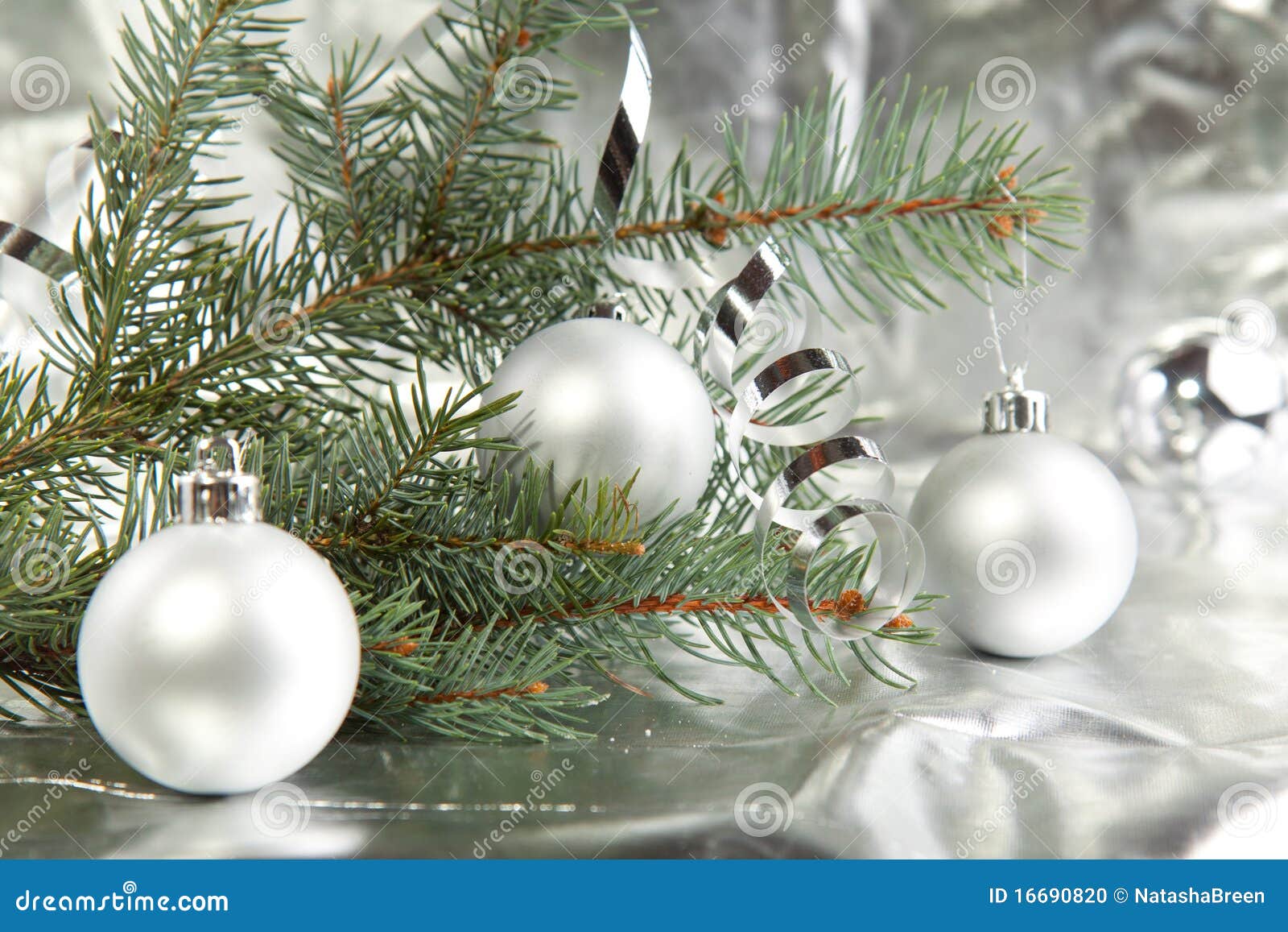 Silver christmas balls stock photo. Image of decoration 16690820