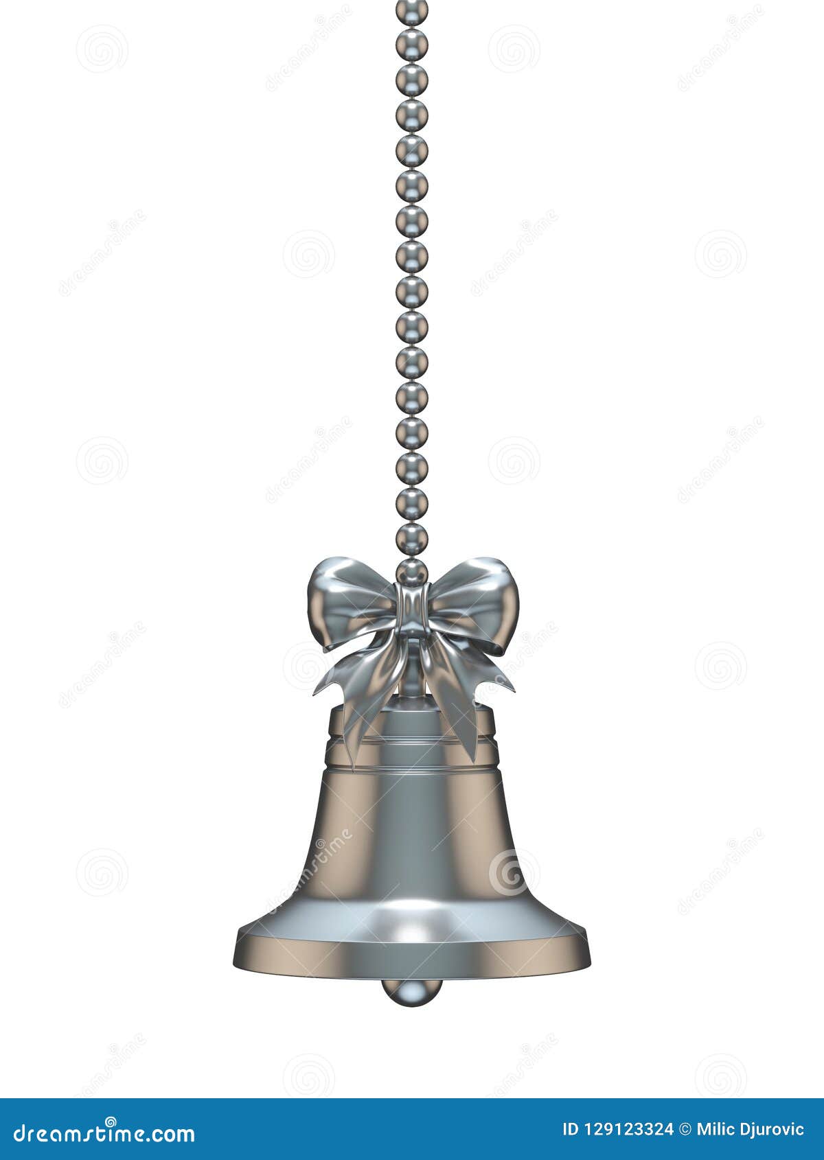 Realistic silver bell isolated on white Royalty Free Vector