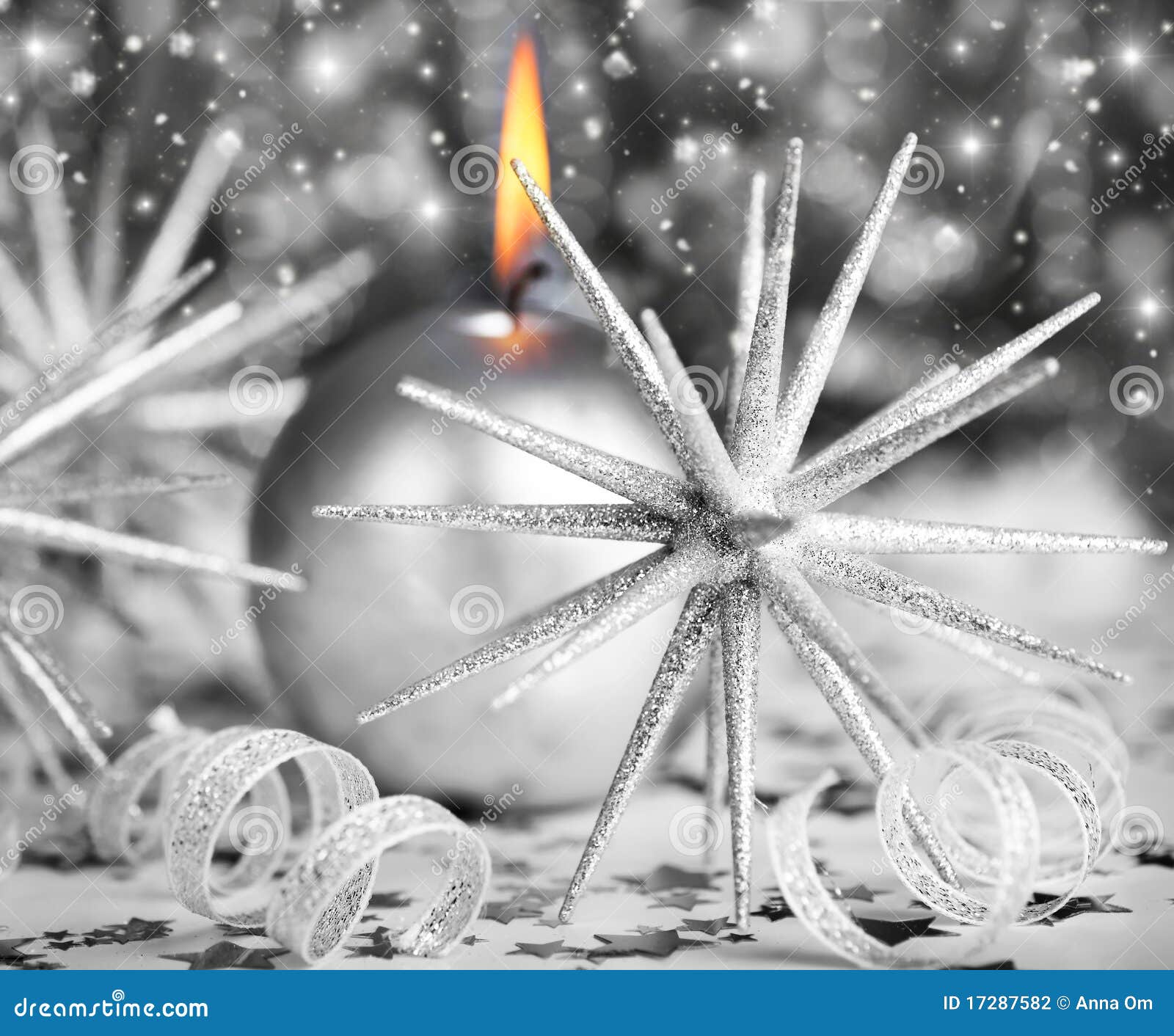Silver Christmas candle stock photo. Image of ornament 17287582