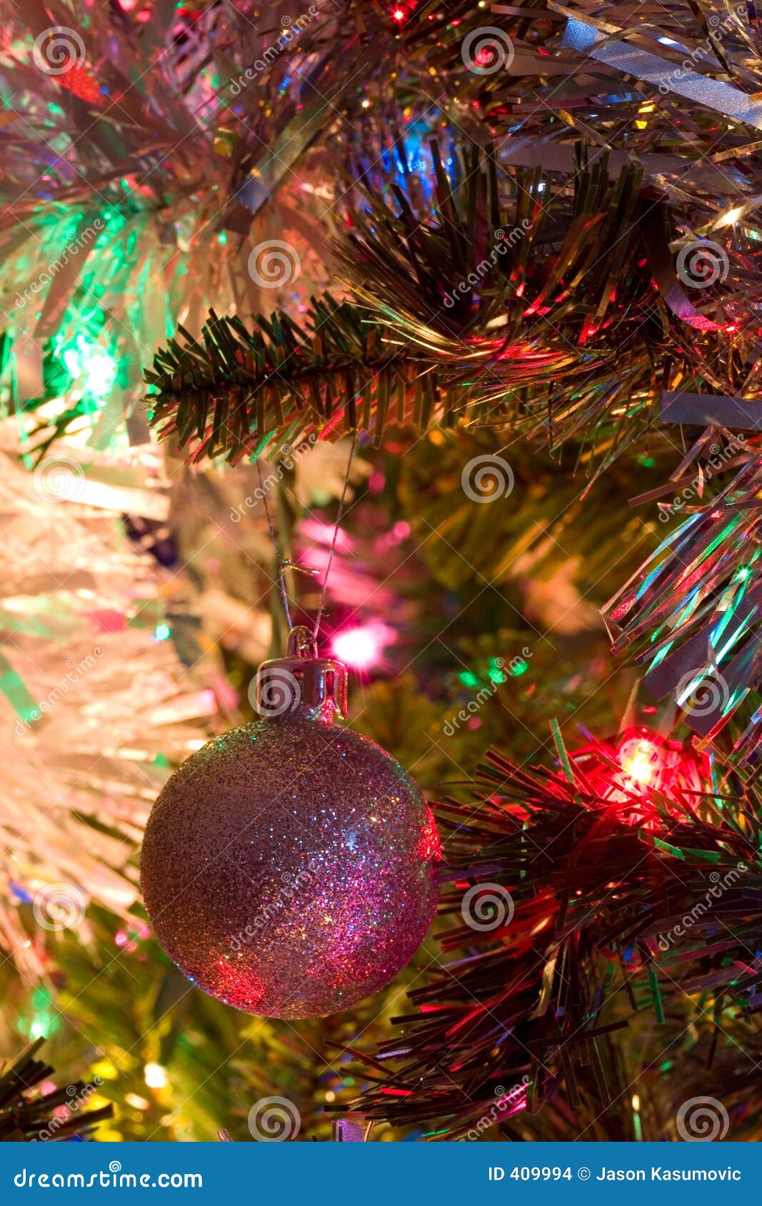 Silver Christmas Tree Ball stock photo. Image of decorative 409994