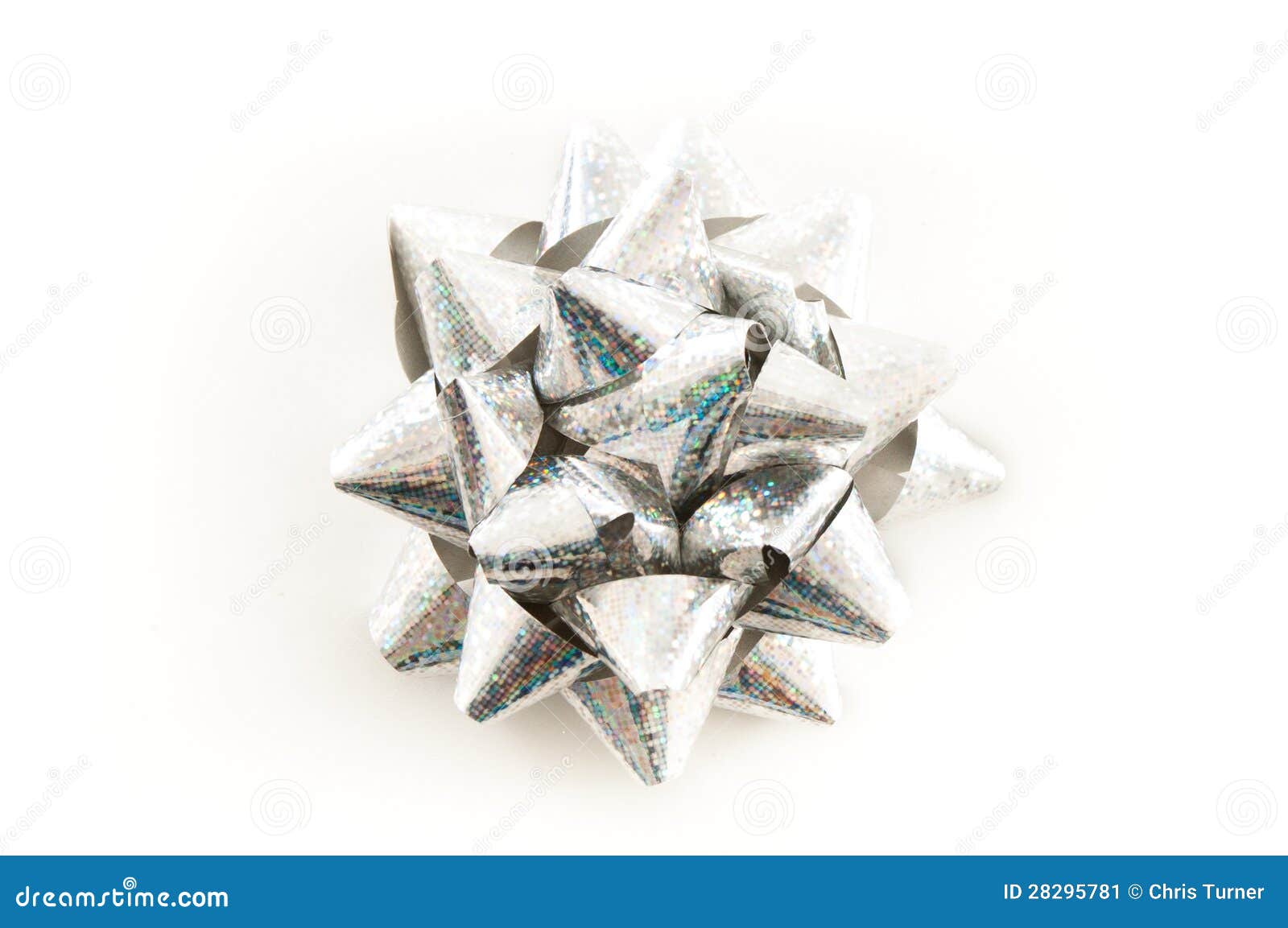 Silver Christmas Wrapping Bow Stock Image Image of birthday, holiday