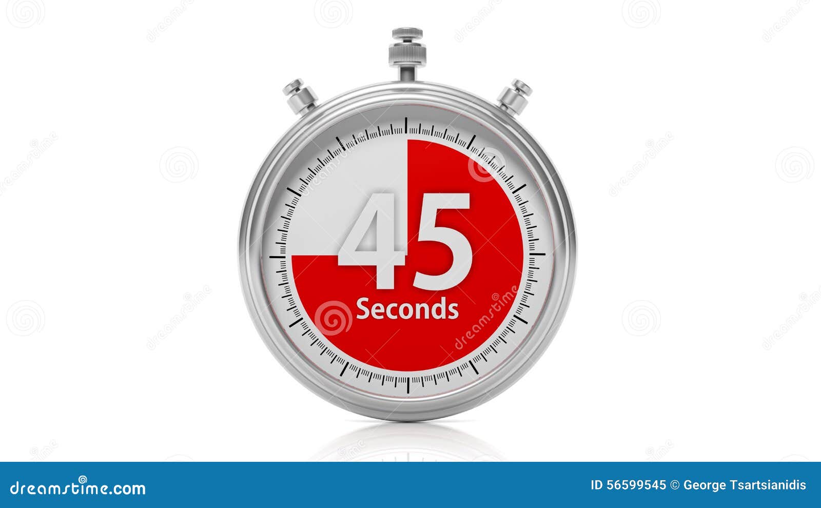 silver chronometer set on 45 seconds