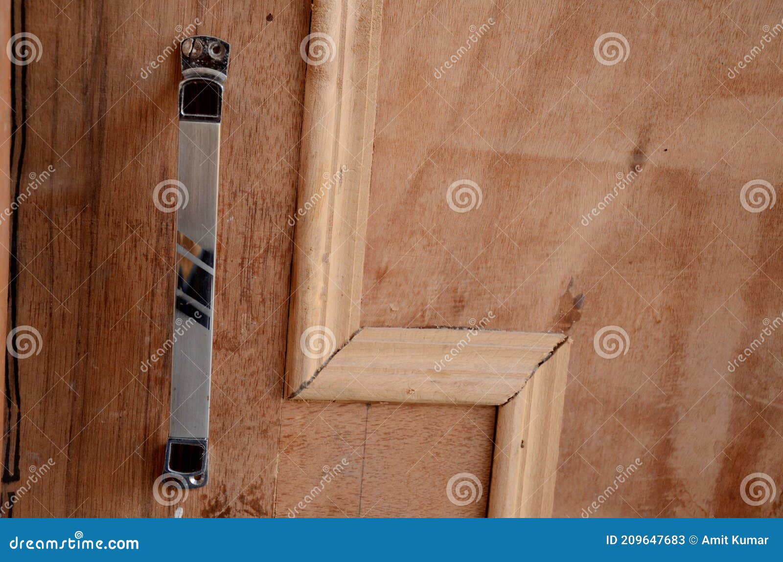 The Silver Color Door Handle on the Brown Door Stock Image Image of