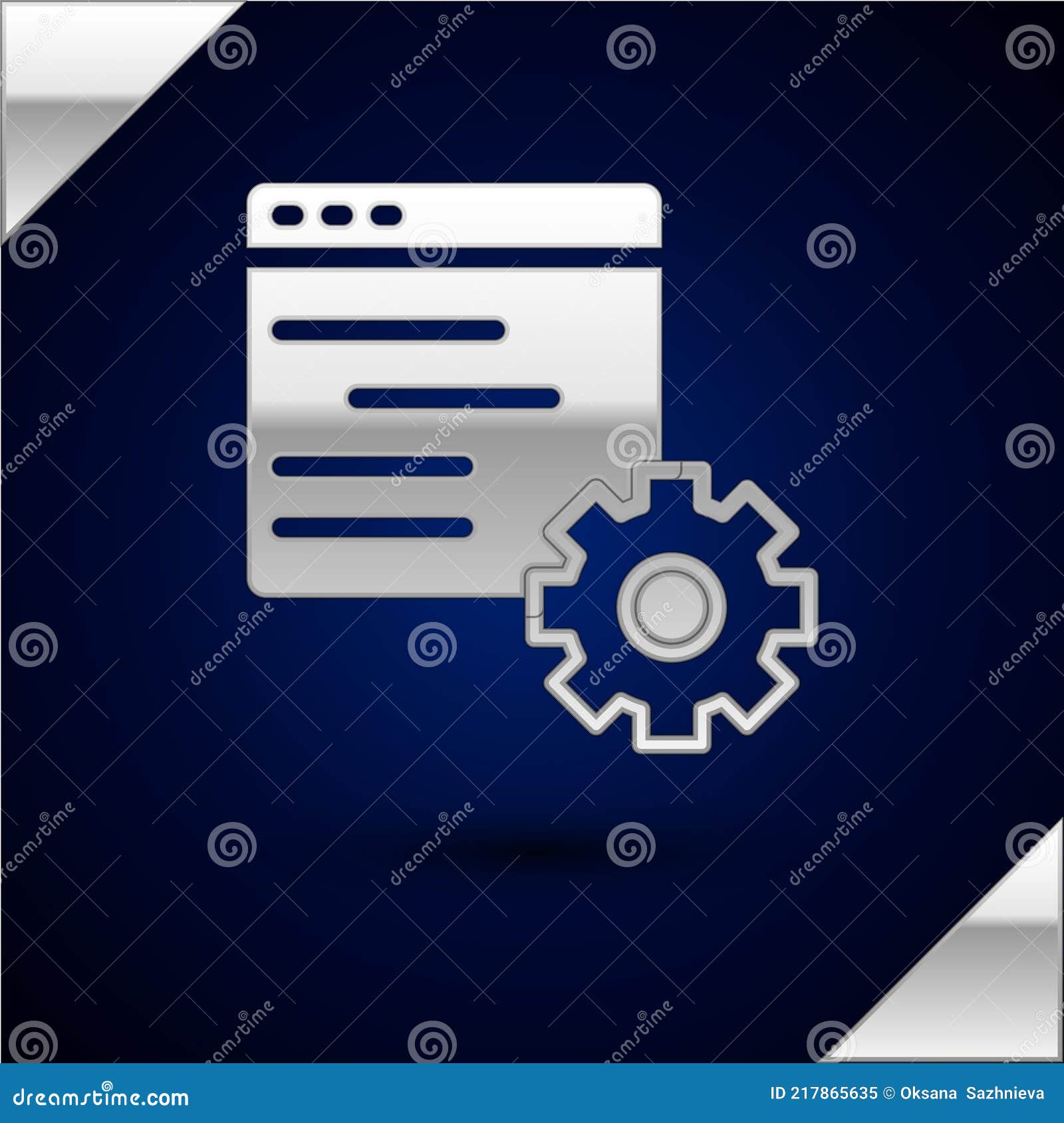 Silver Computer Api Interface Icon Isolated on Dark Blue Background