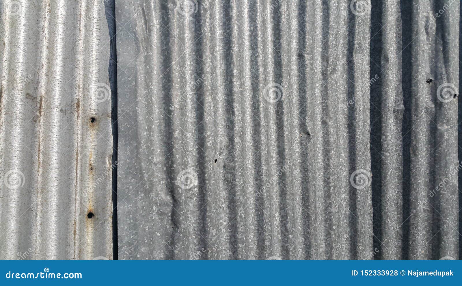 Silver Corrugated Metal Sheet Texture Background Stock Photo