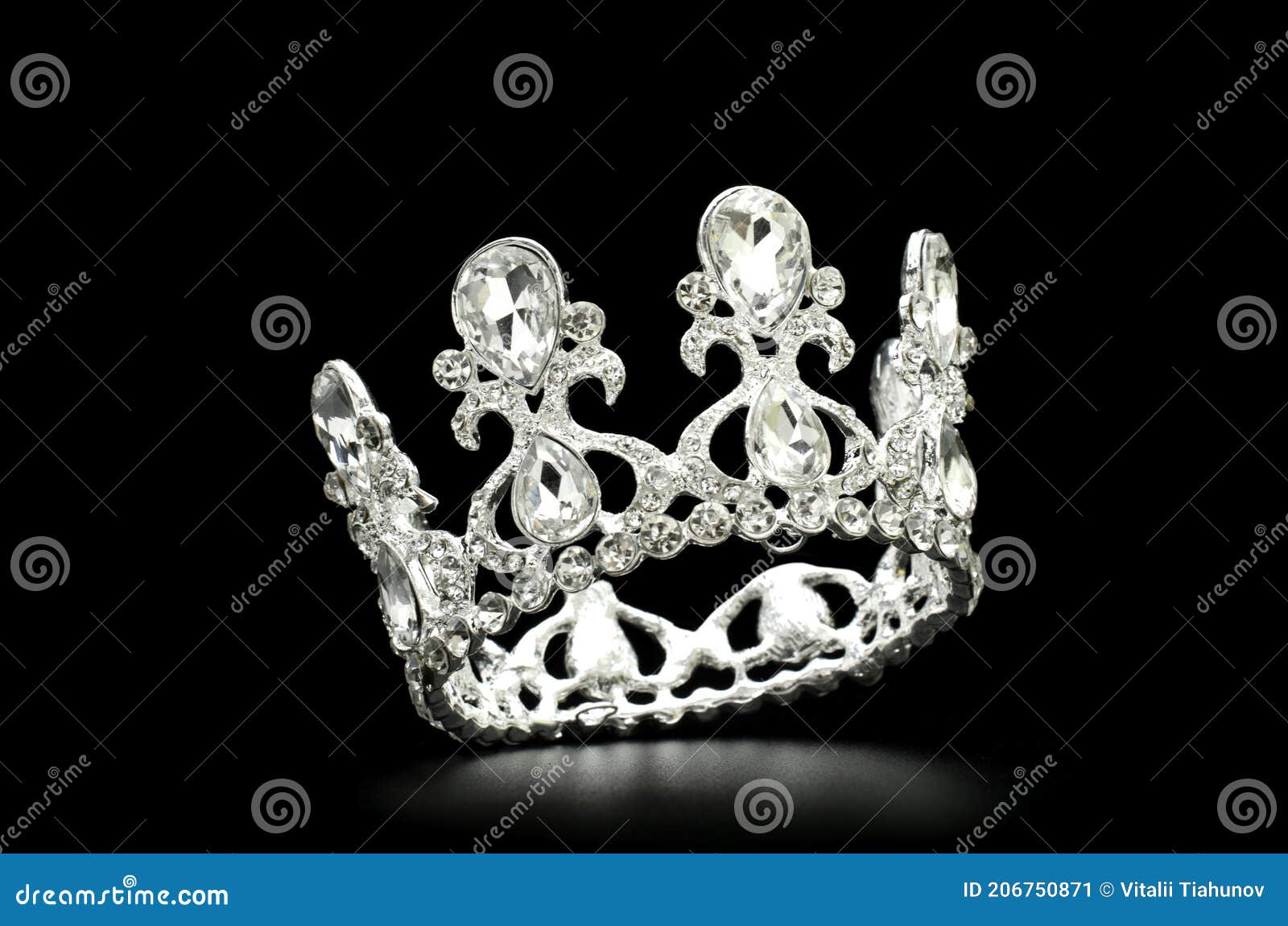Silver Crown in Black Background Stock Image Image of female, diamond 206750871