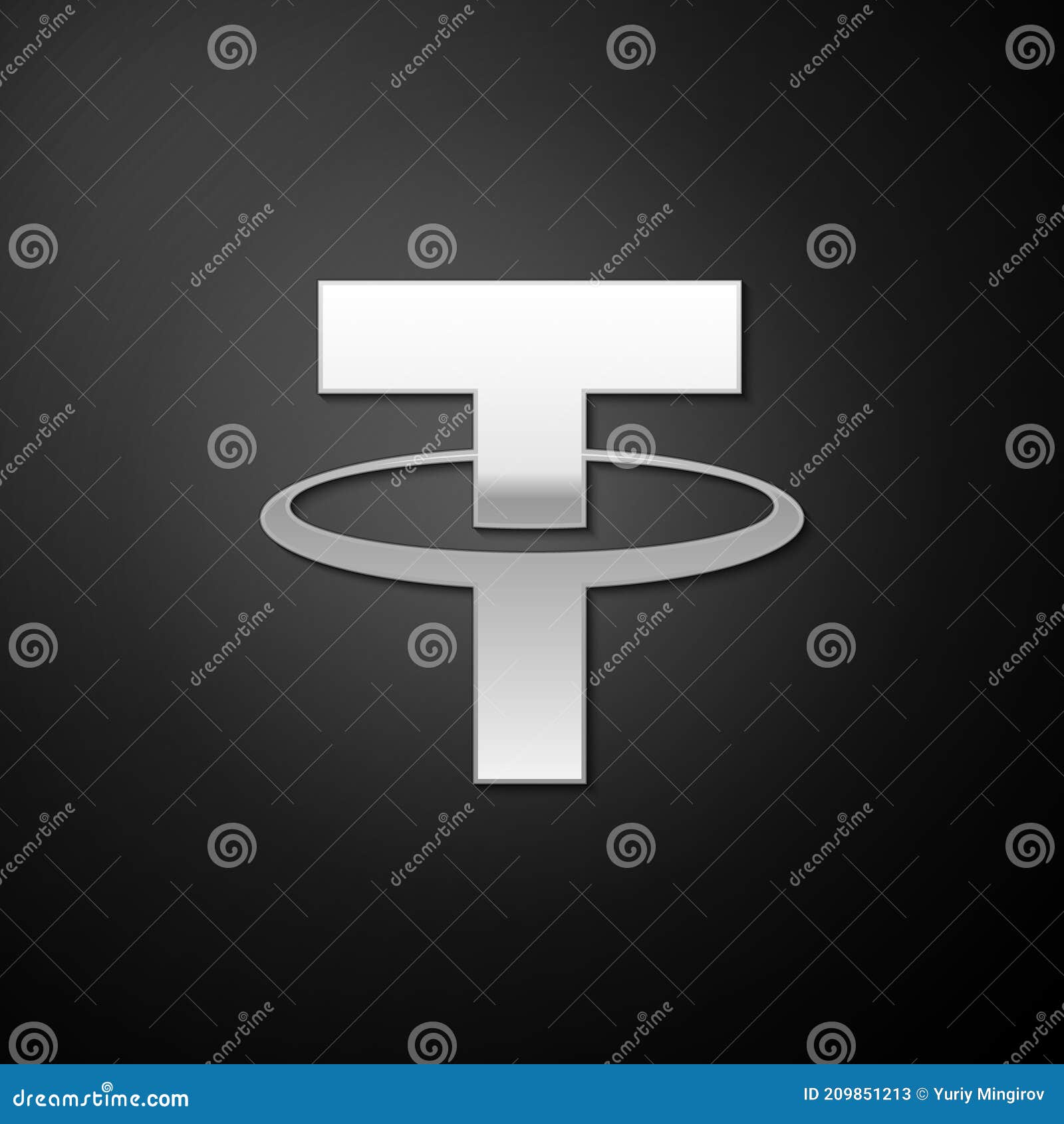 Silver Cryptocurrency Coin Tether USDT Icon Isolated on Black Background.  Physical Bit Coin Editorial Stock Photo - Illustration of mining, silver:  209851213