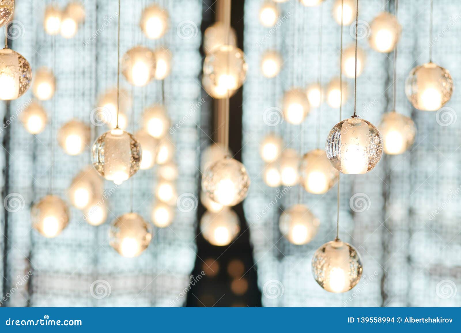 Silvercrtstal Balls Hanging From Ceiling As Interior