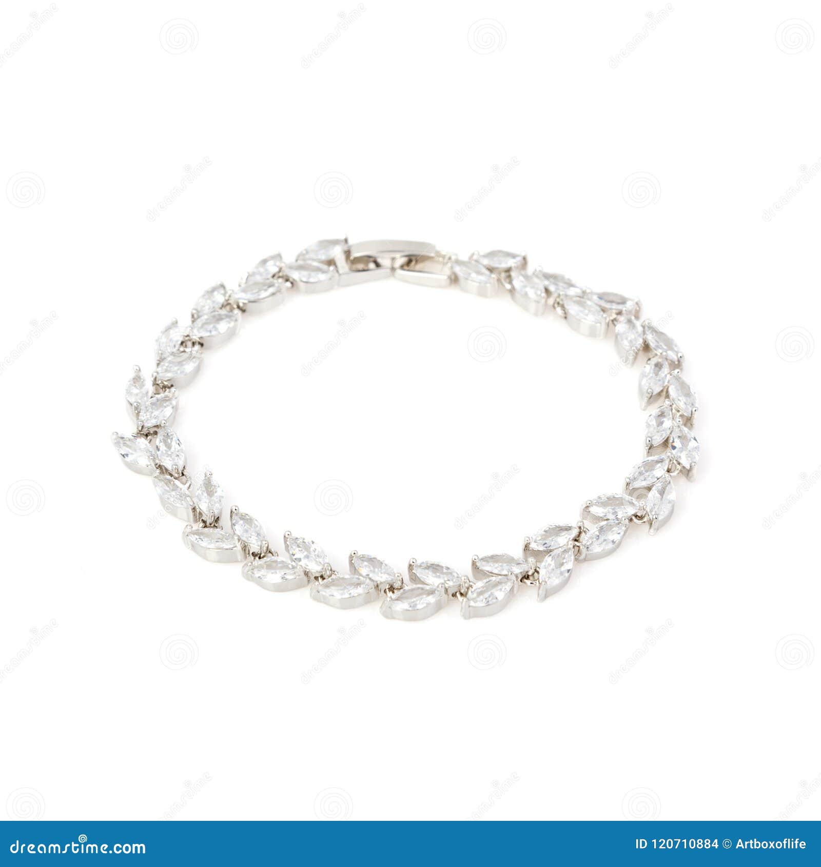 silver diamond bracelet on white