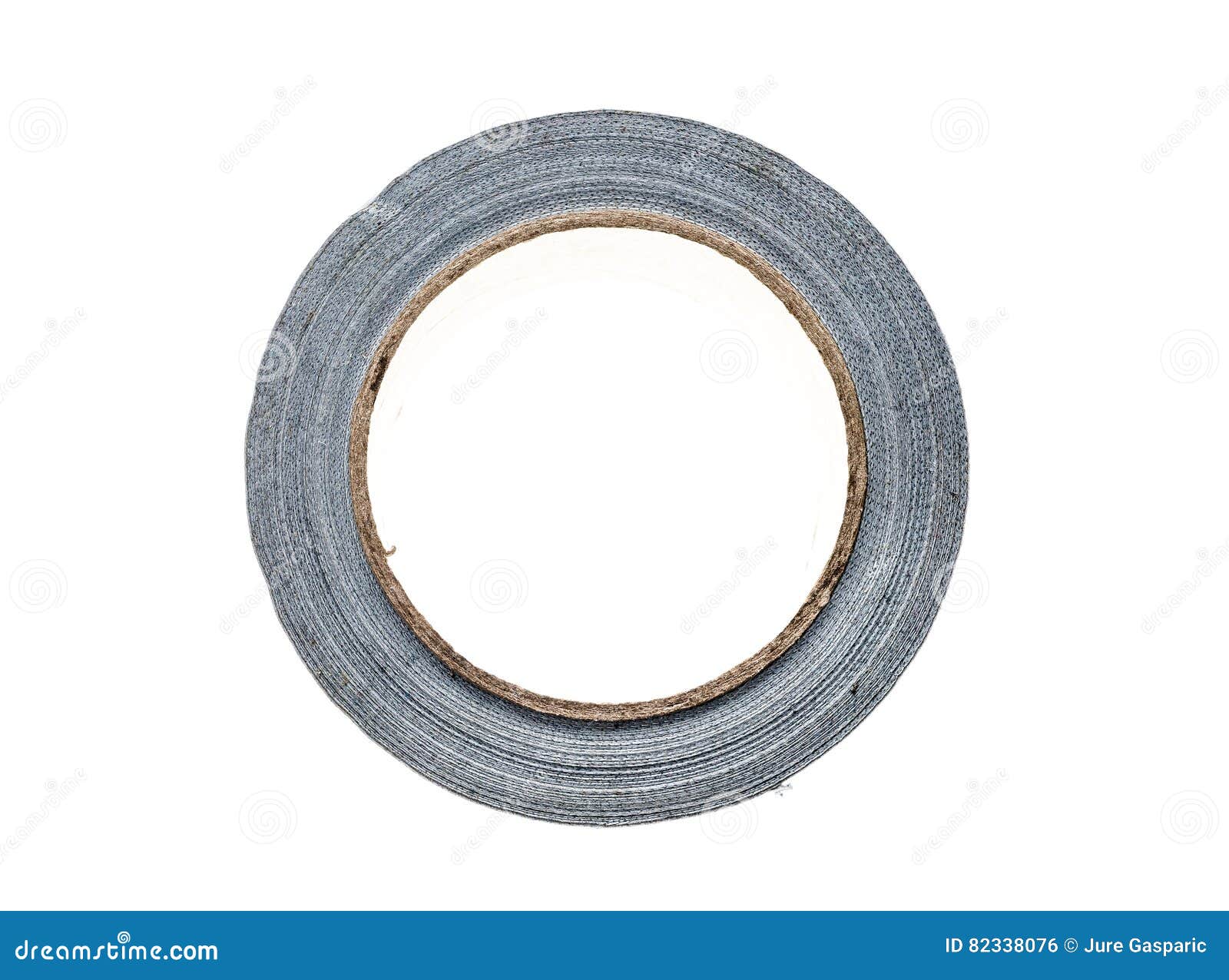 silver duct gaffer repair tape roll  on white.