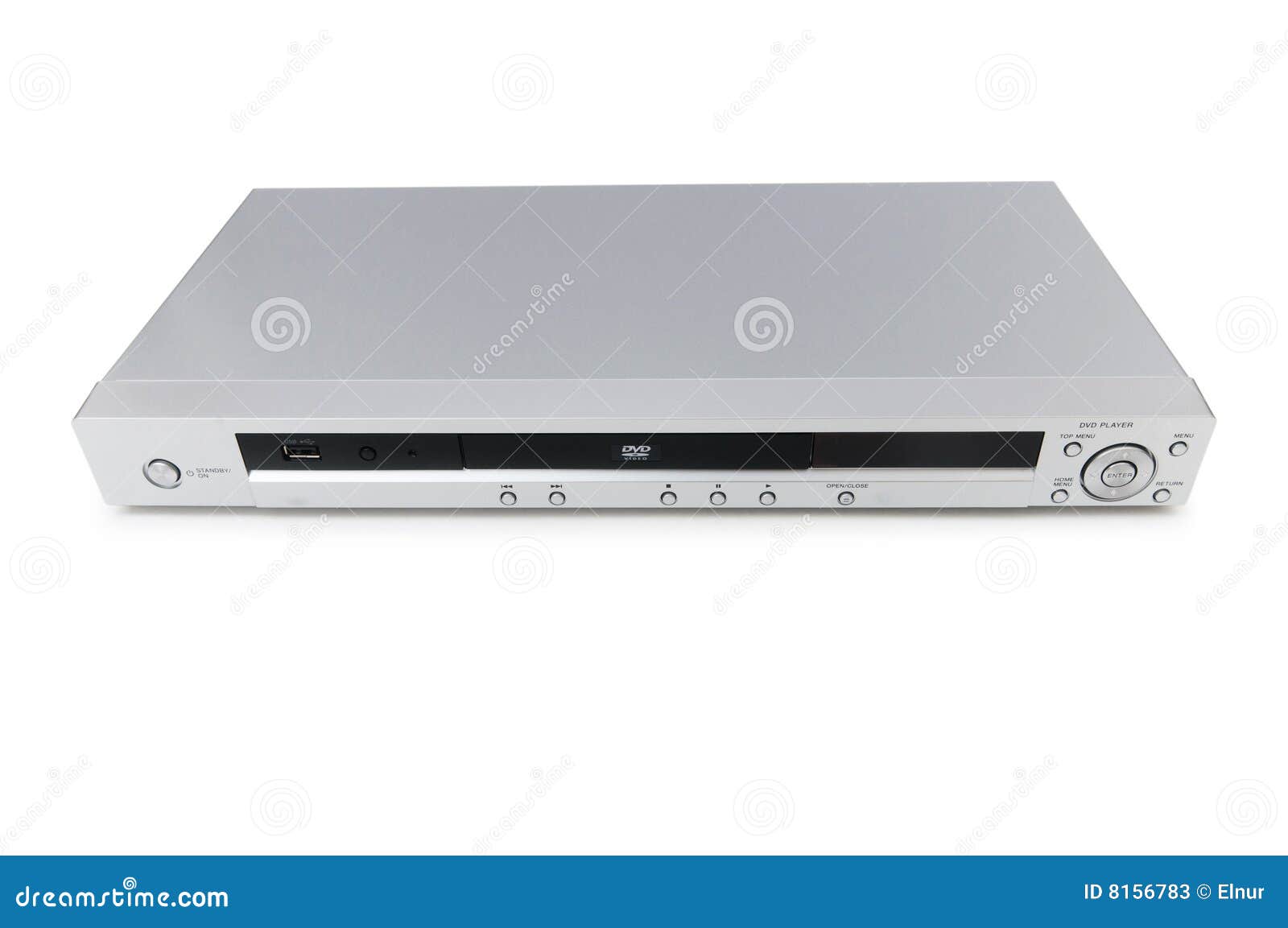 Silver DVD player isolated stock image. Image of white 8156783