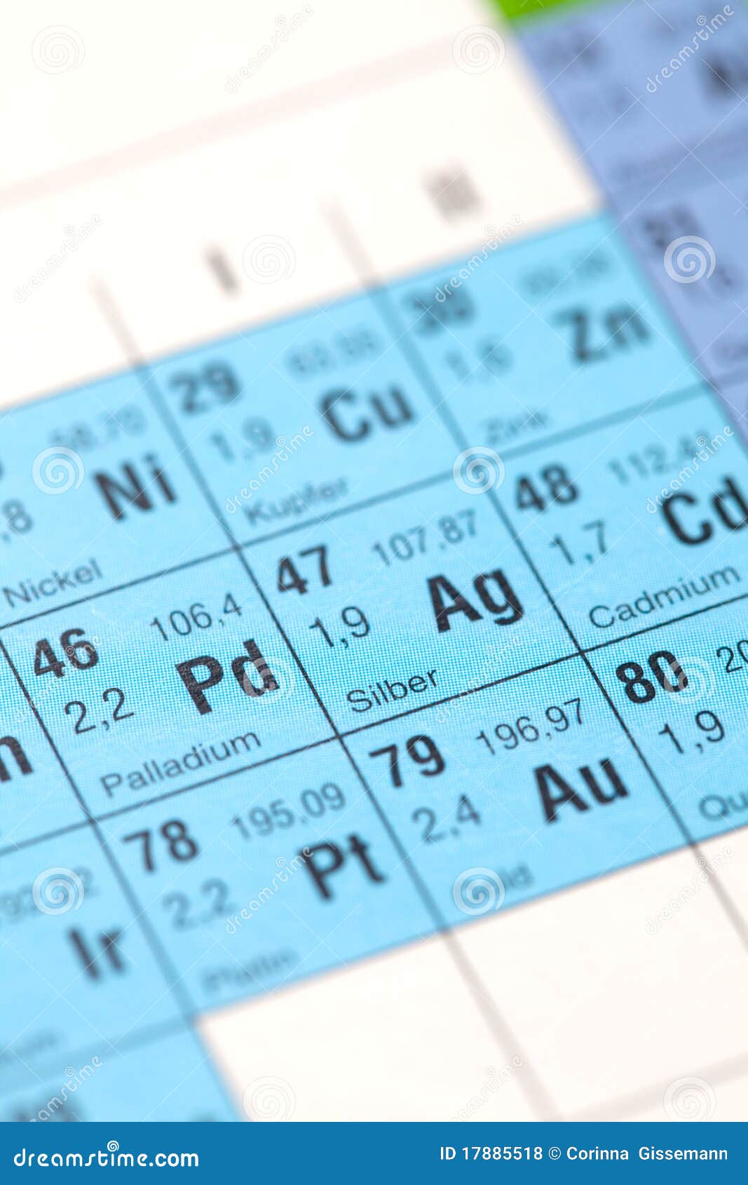 table of symbol elements periodic silver Royalty Free Stock Silver Image:  Element  17885518 Photos