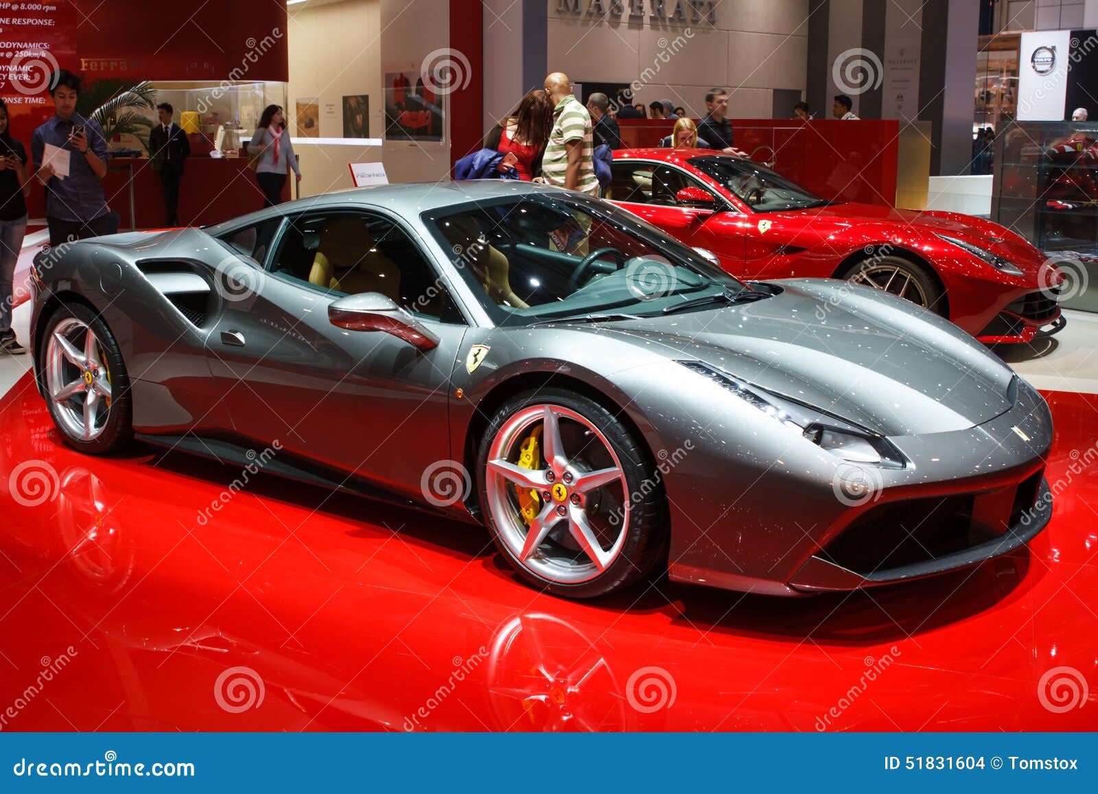 Silver Ferrari 488 Gtb Geneva Motor Show 2015 Editorial