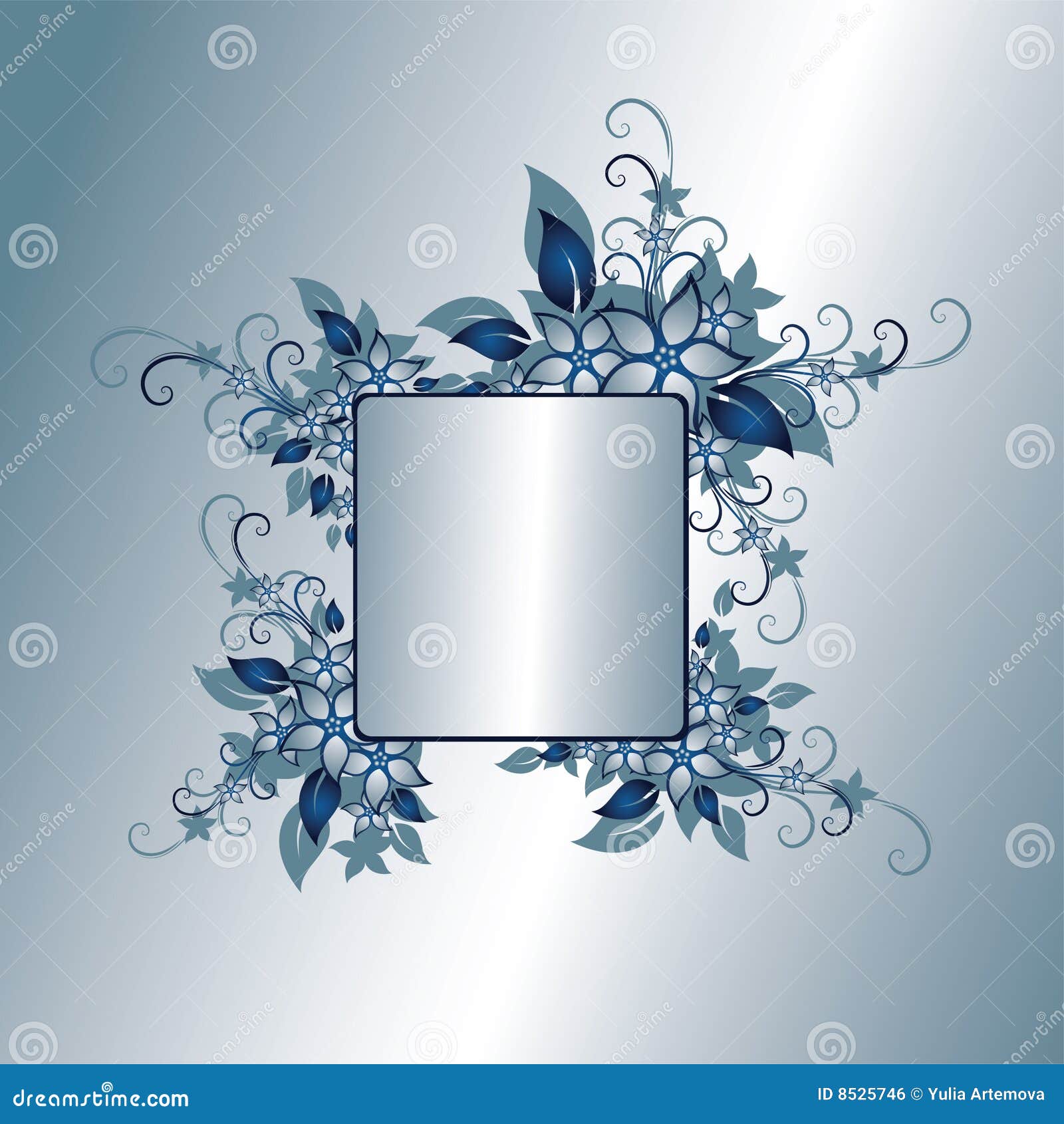 Silver floral frame stock vector. Illustration of retro 8525746
