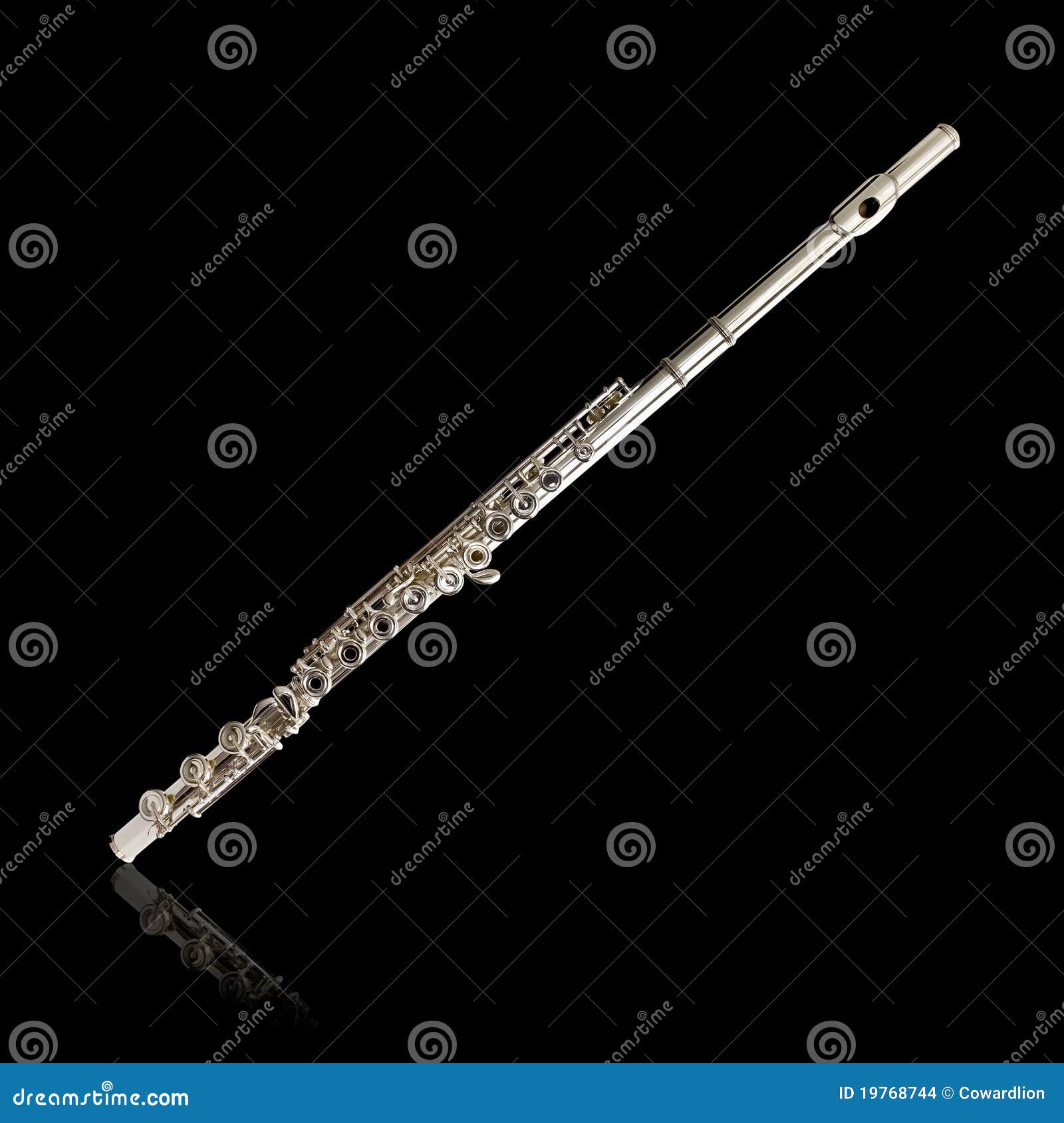 Silver Flute/Isolated On Black Stock Photo Image of open, instrument