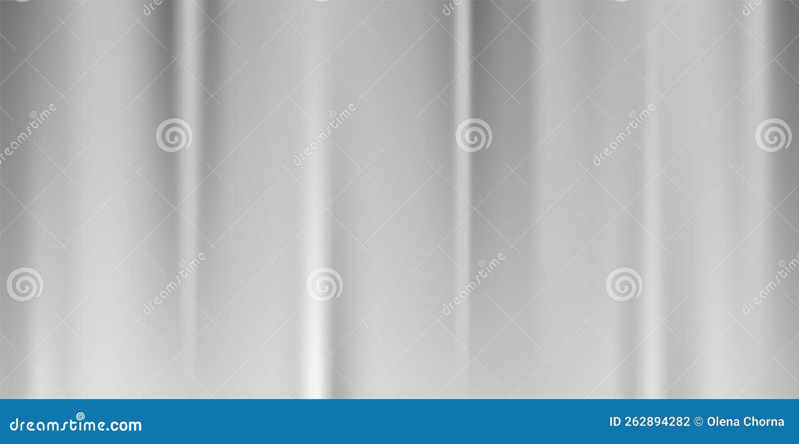 Silver foil background. Metal textured shiny gradient. Stainless glossy  surface with reflection. Realistic chrome backdrop. Vector illustration.  Stock Vector