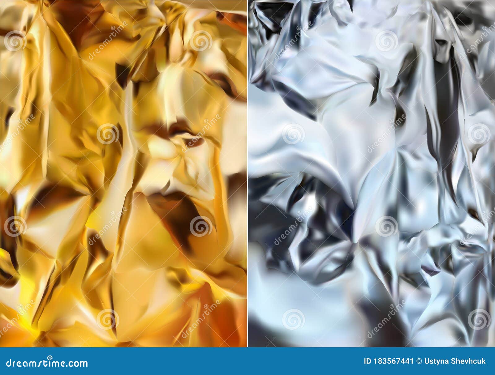 silver foil and gold foil. shine silver and gold texture. 3d realistic foil.  