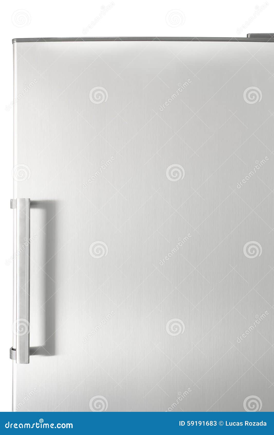 silver fridge door with handle, with free space for text