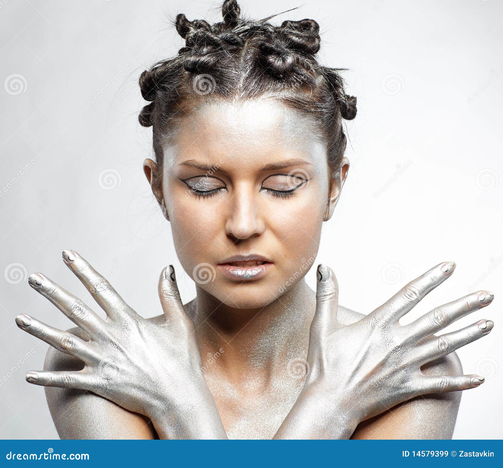 Silver girl stock image. Image of caucasian, silver, people 14579399