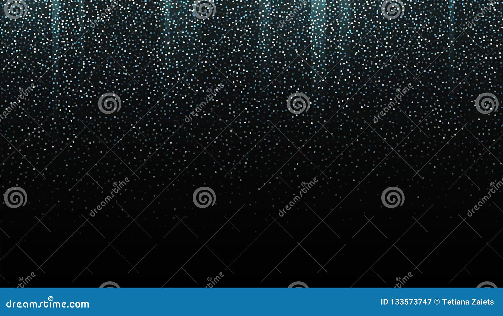silver glitter seamless border on black background. glittering falling confetti backdrop. argent shimmer texture for