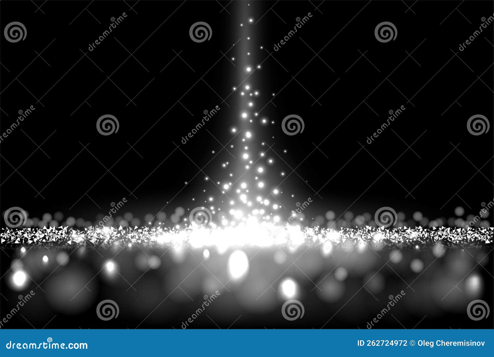 Silver Glitter and Sparkle of Falling Confetti in Spotlight Light Beam