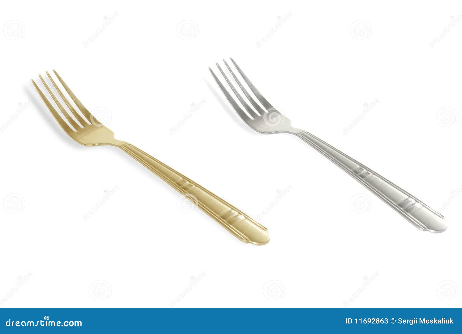 Silver and gold forks stock image. Image of gold, food 11692863