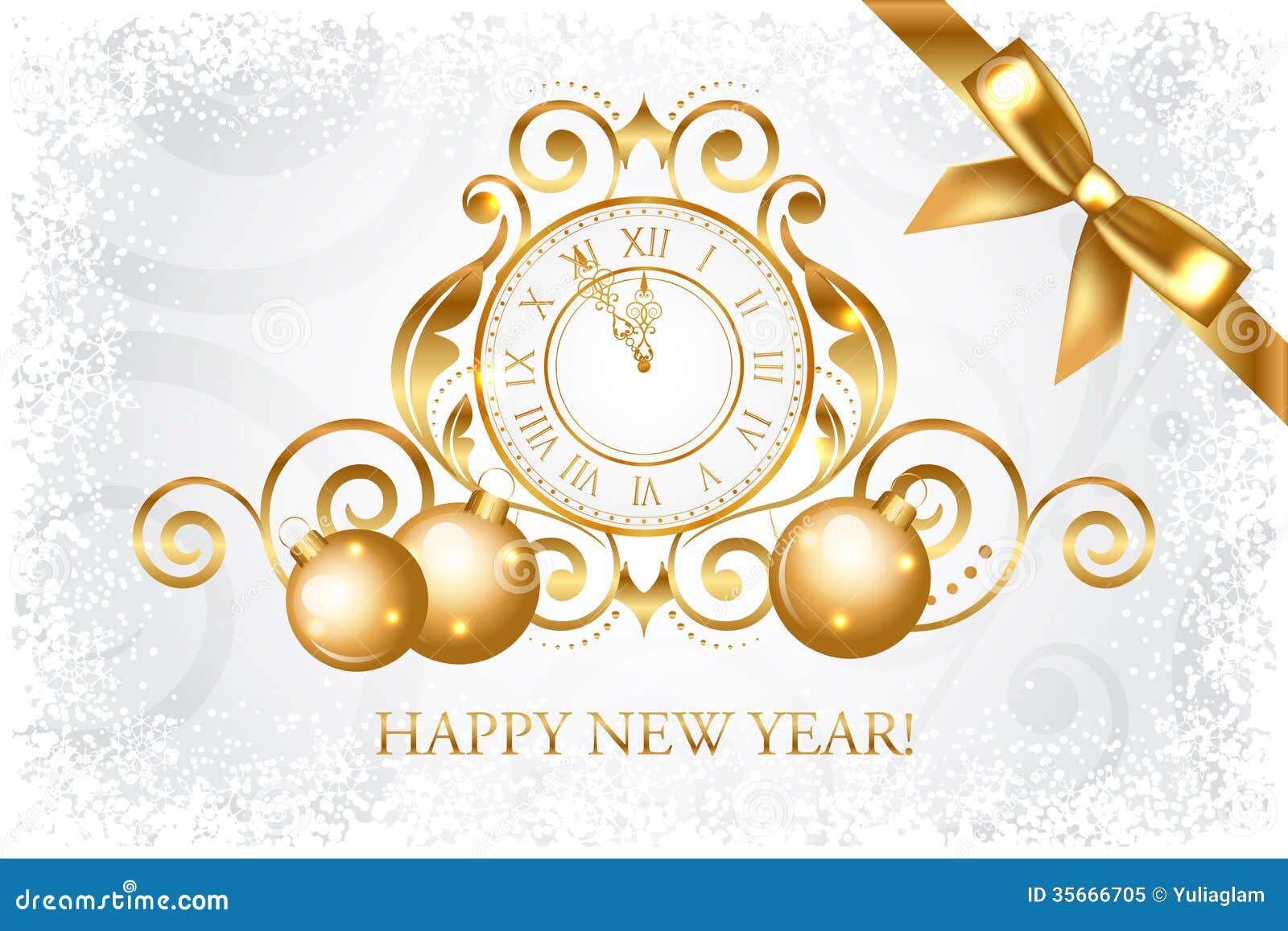 Silver Gold Happy New Year Card Royalty Free Stock Photo 